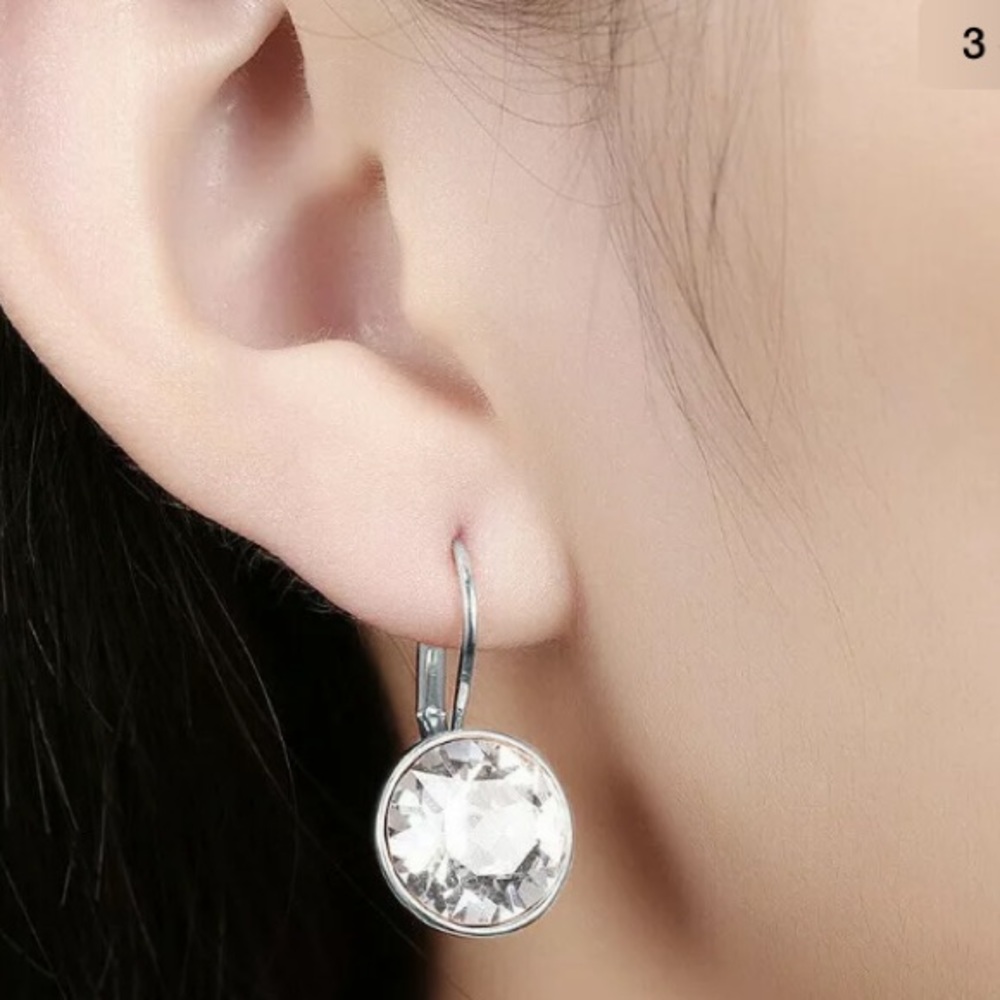 Round Swarkovski Crystal Earrings- Sold Out !!